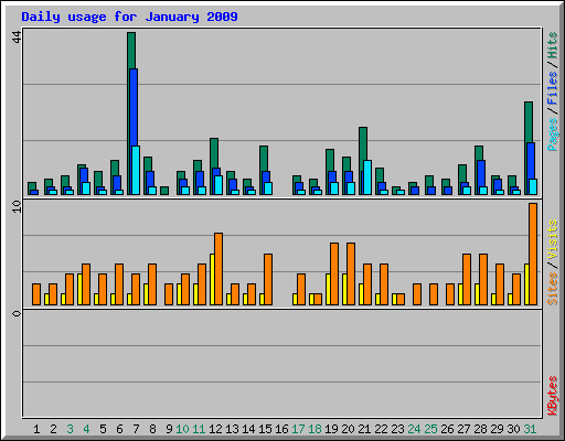 Daily usage for January 2009