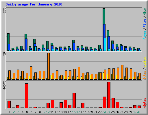 Daily usage for January 2010