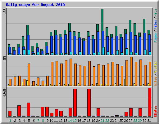 Daily usage for August 2010
