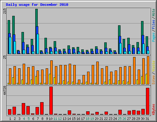 Daily usage for December 2010