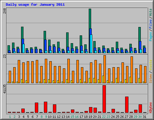 Daily usage for January 2011