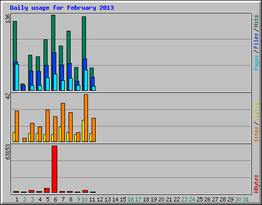 Daily usage for February 2013