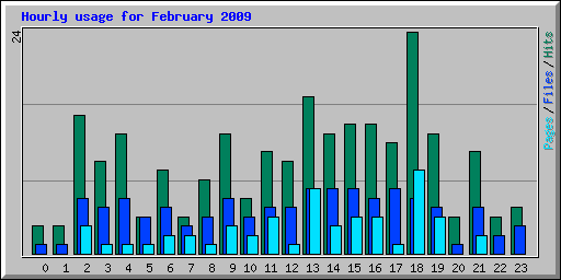 Hourly usage for February 2009