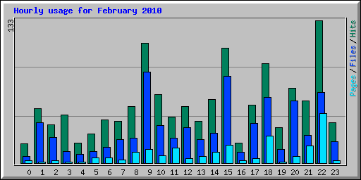 Hourly usage for February 2010