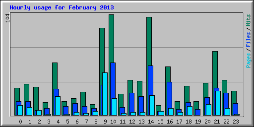 Hourly usage for February 2013